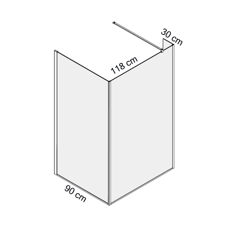 Paravan de dus Mediterraneo, Trixie 90 x 118 x 30 x 190 cm, din 3 elemente fixe